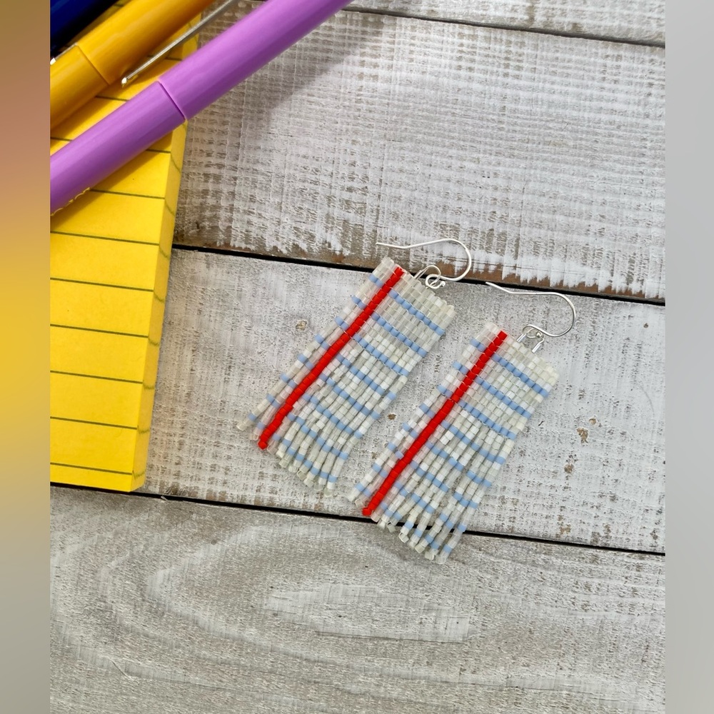 Notebook Paper Fringe Earrings In Rectangle Or Tr… - image 4